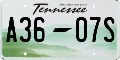 TN license plate A3607S