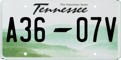 TN license plate A3607V