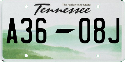 TN license plate A3608J