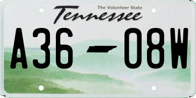 TN license plate A3608W