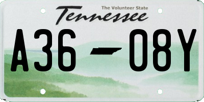 TN license plate A3608Y