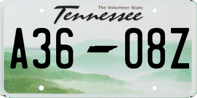 TN license plate A3608Z