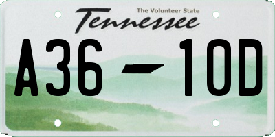 TN license plate A3610D