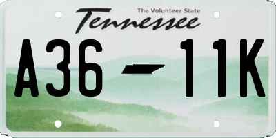 TN license plate A3611K