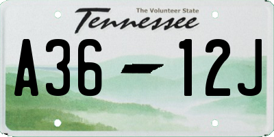 TN license plate A3612J