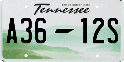 TN license plate A3612S