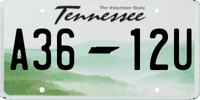 TN license plate A3612U