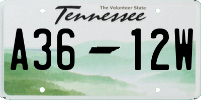 TN license plate A3612W