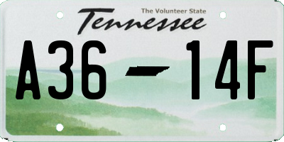 TN license plate A3614F