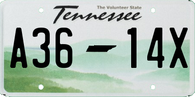 TN license plate A3614X