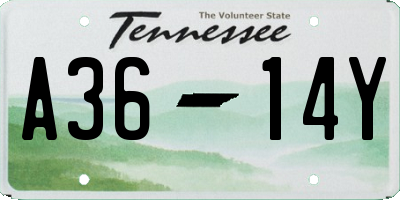TN license plate A3614Y