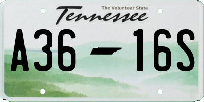 TN license plate A3616S
