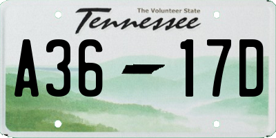 TN license plate A3617D