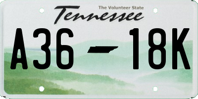 TN license plate A3618K