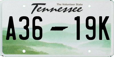 TN license plate A3619K