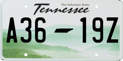 TN license plate A3619Z