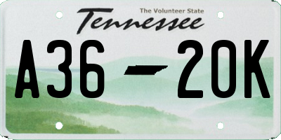 TN license plate A3620K