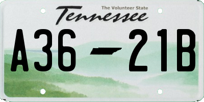 TN license plate A3621B