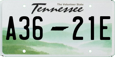 TN license plate A3621E