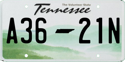 TN license plate A3621N
