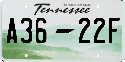 TN license plate A3622F