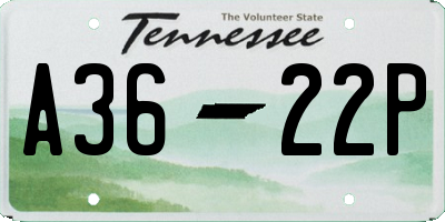 TN license plate A3622P