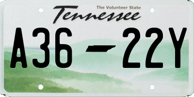 TN license plate A3622Y