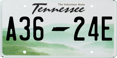 TN license plate A3624E