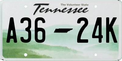 TN license plate A3624K