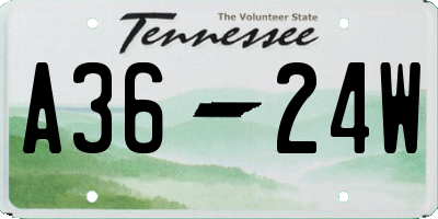 TN license plate A3624W