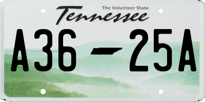 TN license plate A3625A