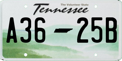 TN license plate A3625B