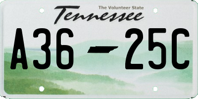 TN license plate A3625C