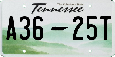 TN license plate A3625T
