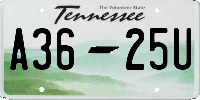 TN license plate A3625U