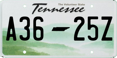 TN license plate A3625Z