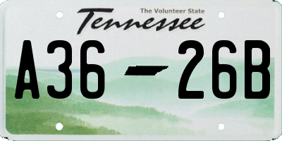 TN license plate A3626B
