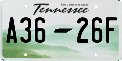 TN license plate A3626F