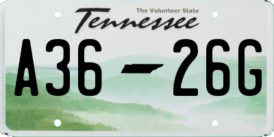 TN license plate A3626G