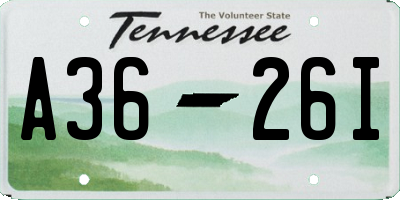 TN license plate A3626I