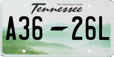 TN license plate A3626L