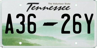 TN license plate A3626Y