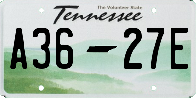 TN license plate A3627E