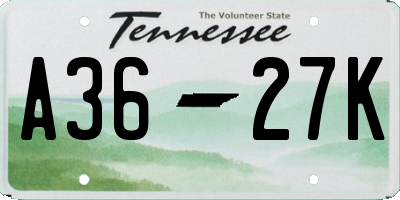TN license plate A3627K