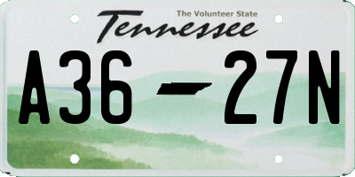 TN license plate A3627N