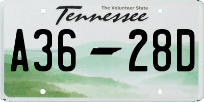 TN license plate A3628D