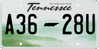 TN license plate A3628U