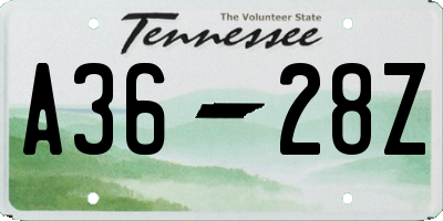 TN license plate A3628Z
