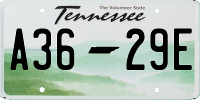 TN license plate A3629E