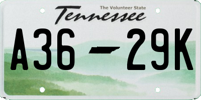 TN license plate A3629K